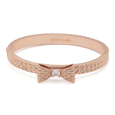 kate spade new york Wrapped In A Bow Hinged Bangle - Clear/Rose Gold