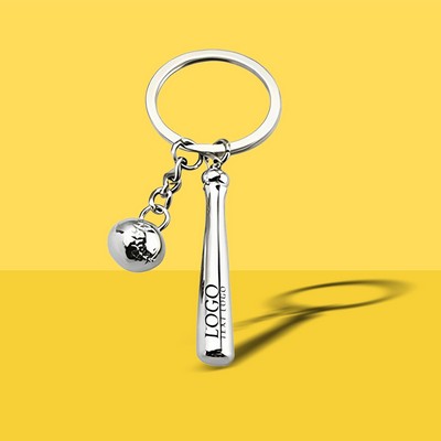 Mini Baseball And Bat Keychain