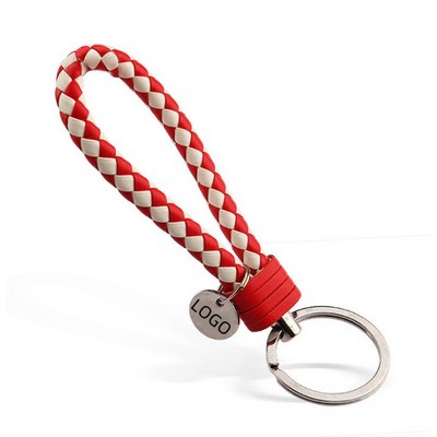 Braided Leather Keychains With Stainless Steel Key Ring