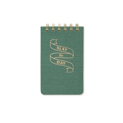 Twin Wire Notepad, 3.25" X 5.5" - Green "Slay The Day"