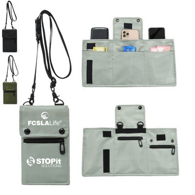 RFID Travel Neck Wallet with Phone Holder