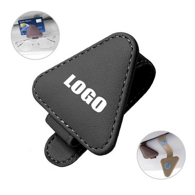 Triangle PU Leather Glasses Storage Clip with Magnetic Suction
