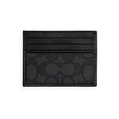 COACH® Mens Jacquard Signature Refined Card Case - Charcoal/Black