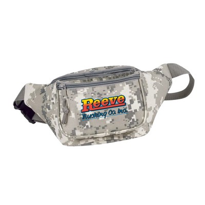 600D Digital Camo Poly 3 Zipper Pockets Fanny Pack