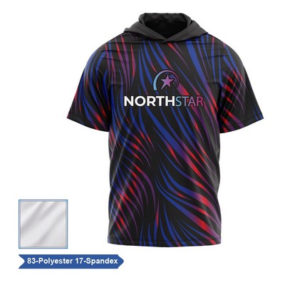 Sublimation Premium Poly Spandex Short Sleeve Hooded T-Shirt