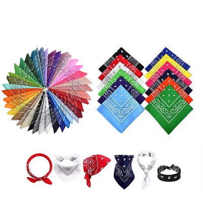 Custom 90 GSM Polyester Paisley Cowboy Bandanna Scarf Kerchief 22"x22"