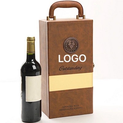 Faux Leather Single Bottle Wine Tote Bag