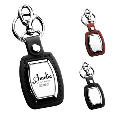 Elegant Leatherette Oval Keychain