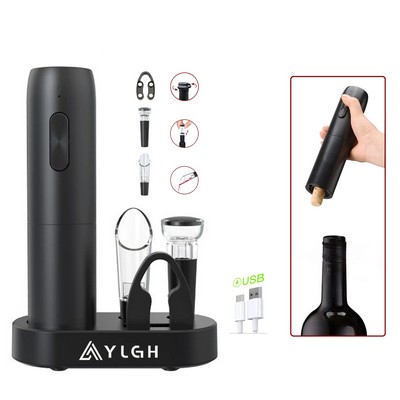 Rechargeable Elegant Electric Wine Opener With Cork Pourer