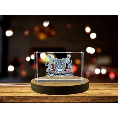 Singapore National Emblem 3D Engraved Crystal Trophy