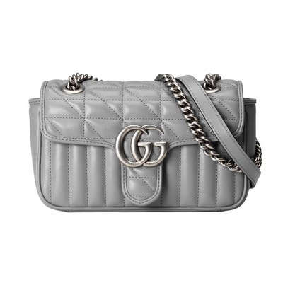 Gucci Gg Marmont Mini Bag Dark Gray Matelassé