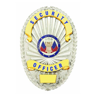 Security Officer Gold On Silver Shield Badge