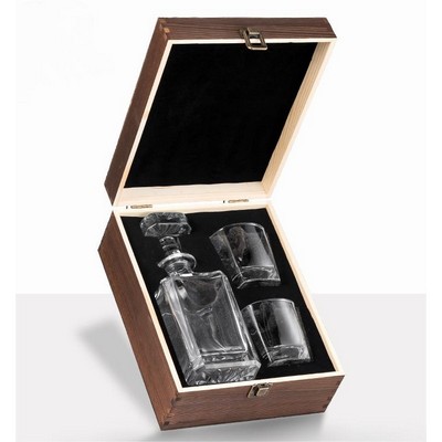 Decanter With 2 Glasses - Wood Box - By Boat