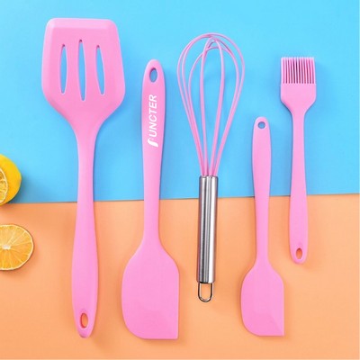 Silicone Spatula Scraper Oil Brush Whisk 5 Pcs Set Heat Resistance Multi-function Kitchen Utensils