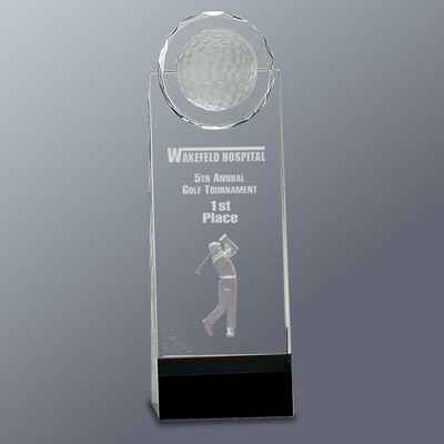 Crystal Standup with 3-D Golfer Series on Black Crystal Base, Medium (3"x9-1/2"H)