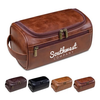 PU Leather Toiletry Cosmetic Shaving Pouch with Hook