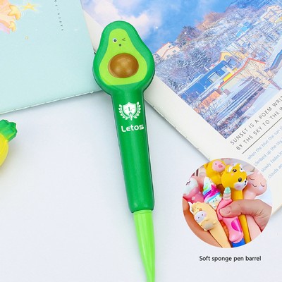 Avocado Stress Reliever Pen 2" 1 Squeeze Toy Pen PU Foam Gel Ink Pen