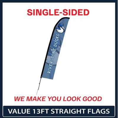 Value 13' Straight Flag - Single Sided w/Spike Base and Carry Bag