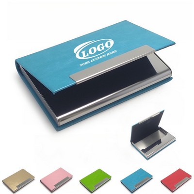 Stainless Steel PU Leather Business Card Holder