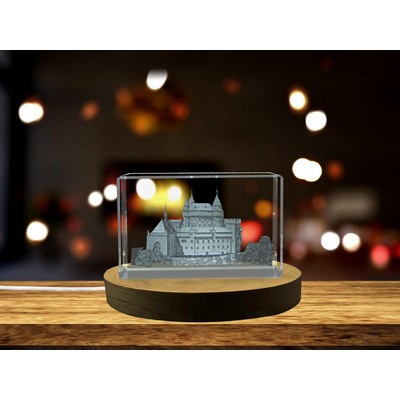 Bojnice Castle 3D Engraved Crystal Trophy Award w/LED Base