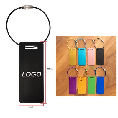 Aluminum Metal Luggage Tag with Metal Loops 3" X 1/5 1"