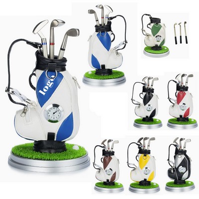 Golf Bag Holder Pen Set with Watch