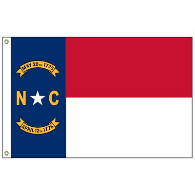 North Carolina 3' x 5' Nylon Flag w/ Heading & Grommets