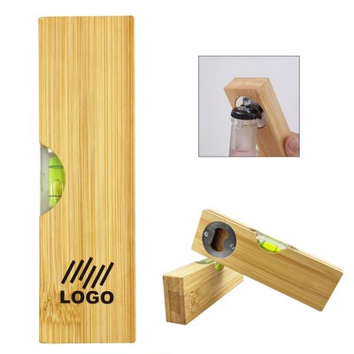 Bamboo Bottle Opener w/ Spirit Level