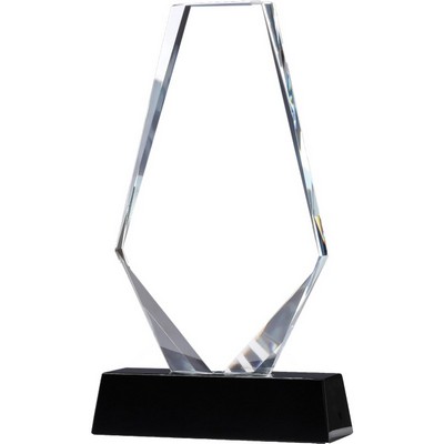 Crystal Trapezoid Award with Onyx Base, 7 1/2"H