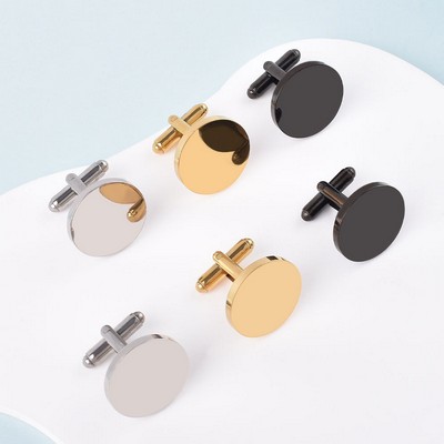 Mirror Polished Round Stainless Steel Cuff Link