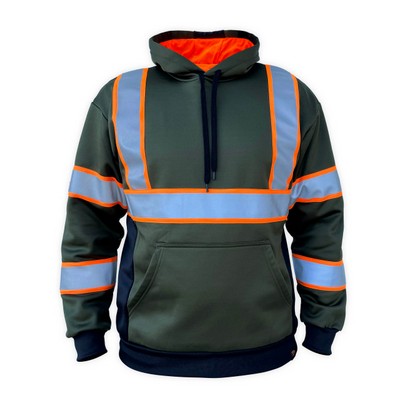 Basic - Military Green/Neon Orange Safety Hoodie, Type O