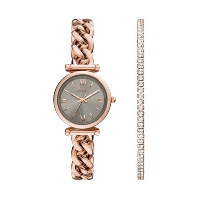 Carlie Three-Hand Rose Gold-Tone Stainless Steel Watch and Bracelet Set