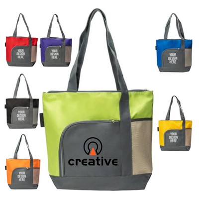 Two Tone Non-Woven Zipper Tote