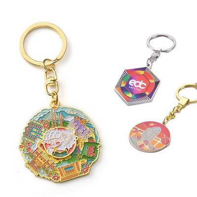 2.5" Epoxy Colorful Metal Plate Key Chain Fully Customizable