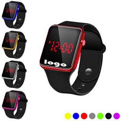 Elegant Sports Watch with Red Digital Square Dial Adjustable Band Detachable Design