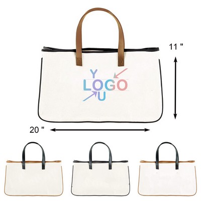 Canvas Carryall with Leather Handles