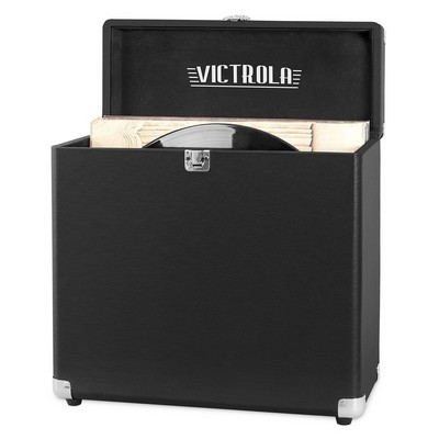 Victrola Vinyl Record Storage Carrying Case For 30+ Records, Black