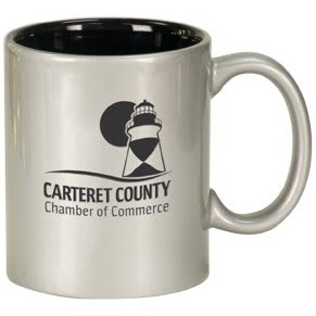 11 oz. Silver/Black Ceramic Round LazerMug