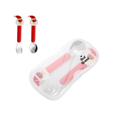 Christmas Children's Divided Plate Spoon Fork Set