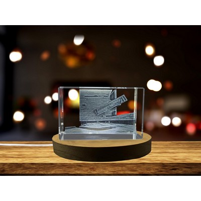 Perot Museum 3D Engraved Crystal Trophy Award w/LED Base