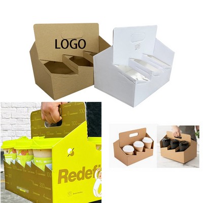 Kraft Paperboard 6-Cup Drink Carrier with Handle