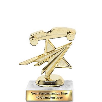 Trophy 7", 2X3 White Marble Base, Pinewood Derby