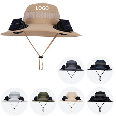 Wide Brim Solar Fan With 2 Fan