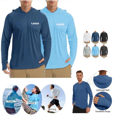 Breathable Outdoor Men's UPF 50+ Fishing Shirts Sun Protection Hoodie