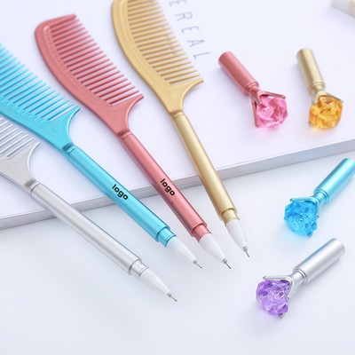 Diamond-Capped Comb Shaped Pen