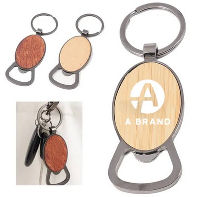 Personalized Bamboo Bottle Opener Keychain