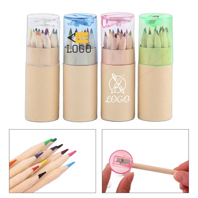 Wooden 12-Color Pencils with Sharpener