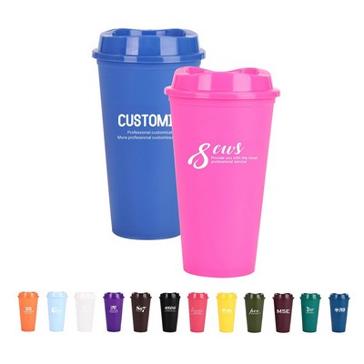 16oz PP Material Colorful Coffee Cup With Lid