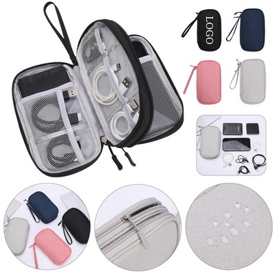 Double-Layer Travel Cable Organizer Bag with Zipper