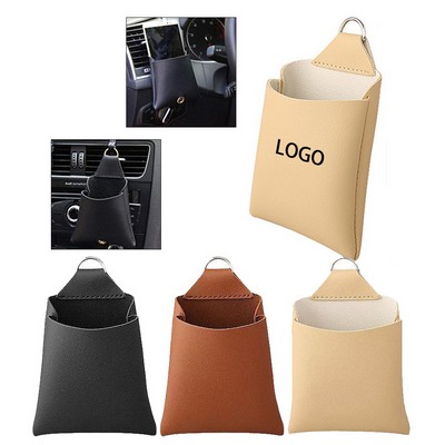 Car Air Vent Leather Storage Bag